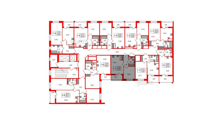 Квартира в ЖК Прайм Приморский, 1 комнатная, 33.2 м², 12 этаж