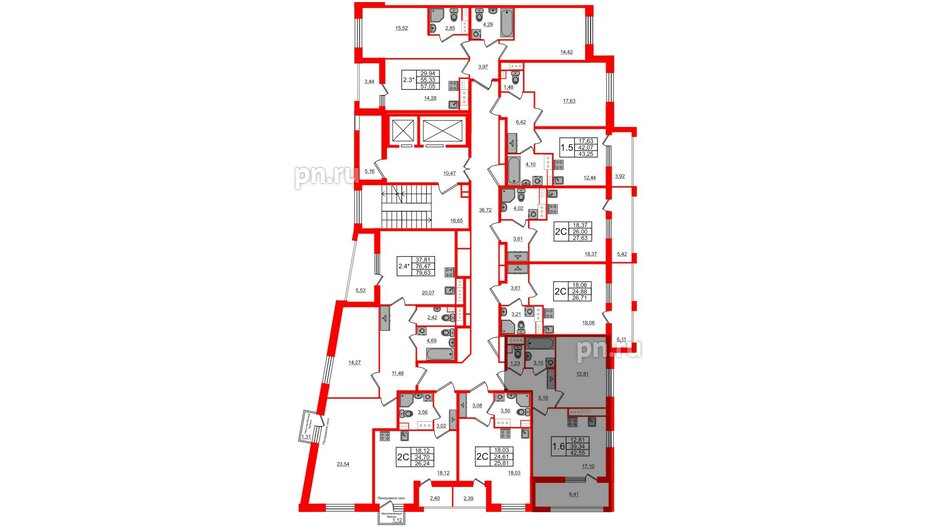 Квартира в ЖК Прайм Приморский, 1 комнатная, 39.34 м², 11 этаж