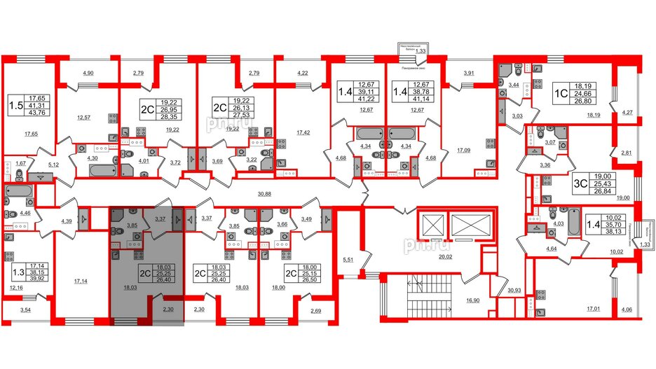 Квартира в ЖК Прайм Приморский, студия, 25.25 м², 11 этаж