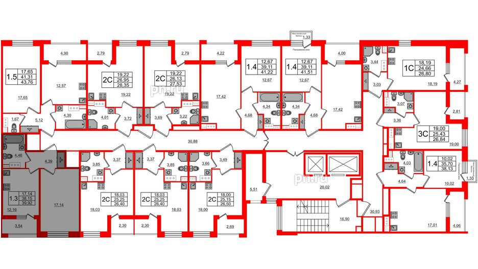 Квартира в ЖК Прайм Приморский, 1 комнатная, 38.15 м², 11 этаж