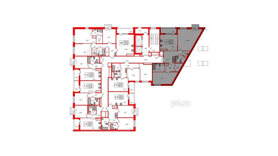 Квартира в ЖК Прайм Приморский, 2 комнатная, 91.74 м², 11 этаж