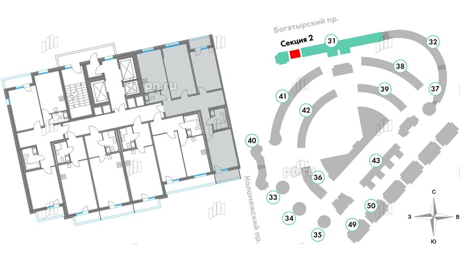 Квартира в ЖК Приморский квартал, 3 комнатная, 82.2 м², 3 этаж