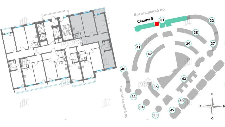 Квартира в ЖК Приморский квартал, 3 комнатная, 81.36 м², 3 этаж