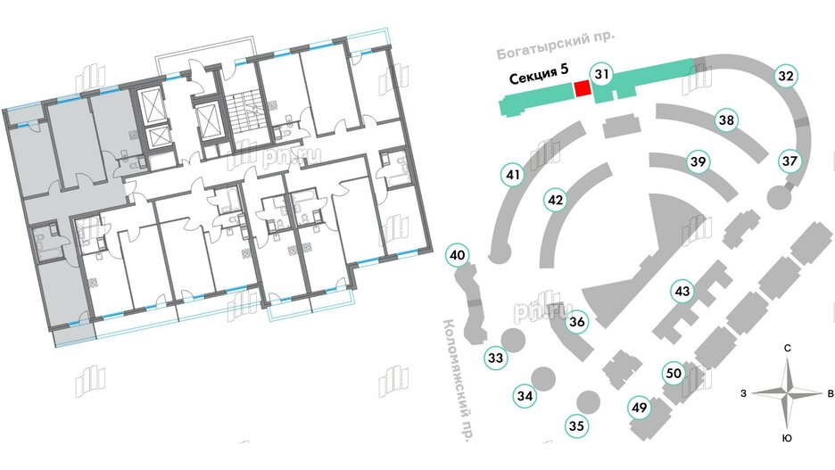 Квартира в ЖК Приморский квартал, 3 комнатная, 80.98 м², 3 этаж