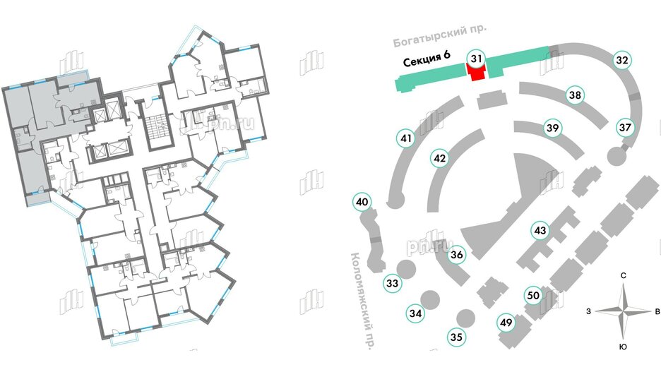 Квартира в ЖК Приморский квартал, 3 комнатная, 82.03 м², 2 этаж