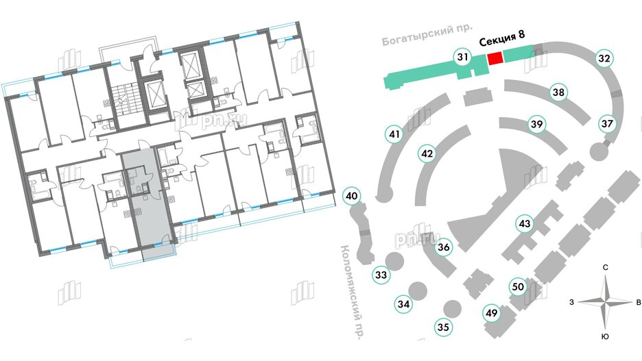 Квартира в ЖК Приморский квартал, студия, 24.25 м², 19 этаж