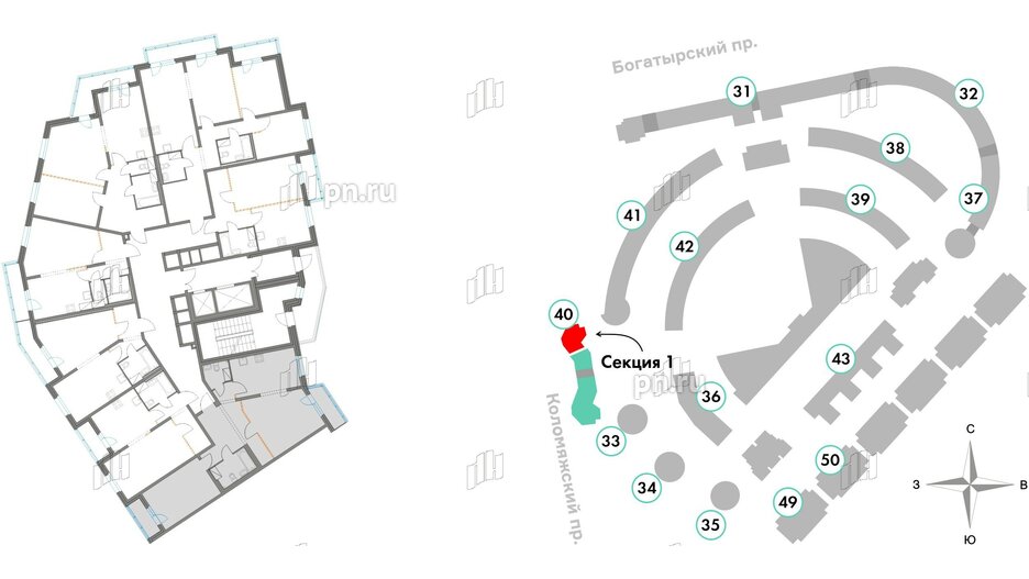 Квартира в ЖК Приморский квартал, 2 комнатная, 72.32 м², 3 этаж