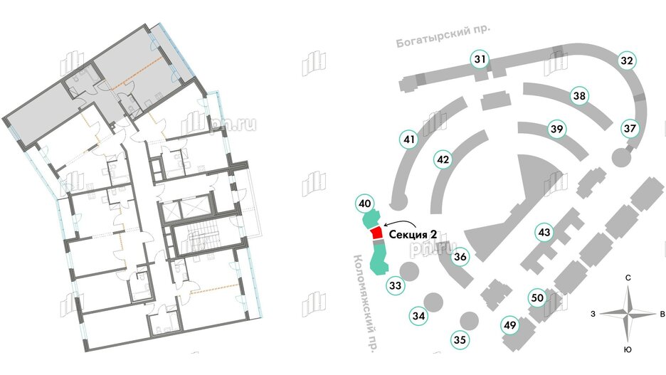 Квартира в ЖК Приморский квартал, 2 комнатная, 67.78 м², 4 этаж