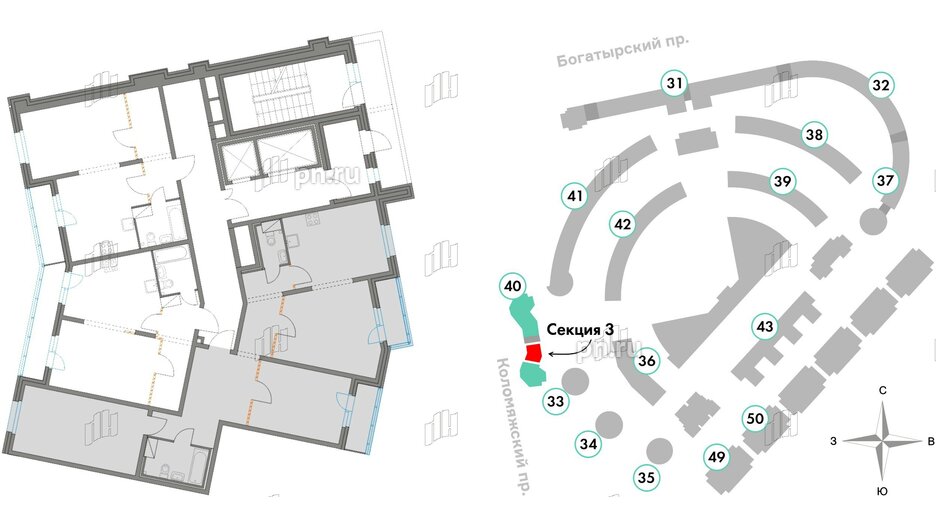 Квартира в ЖК Приморский квартал, 3 комнатная, 96.05 м², 2 этаж