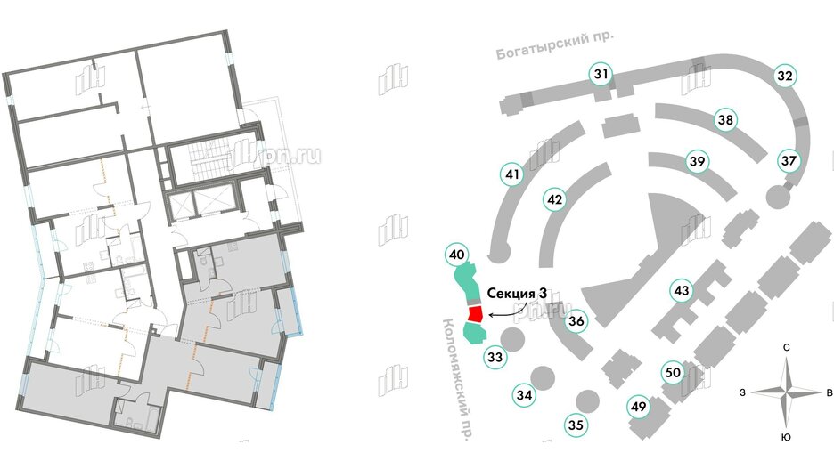 Квартира в ЖК Приморский квартал, 3 комнатная, 96.05 м², 3 этаж