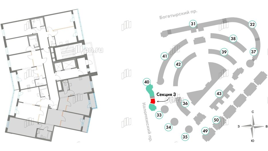 Квартира в ЖК Приморский квартал, 3 комнатная, 96.86 м², 6 этаж