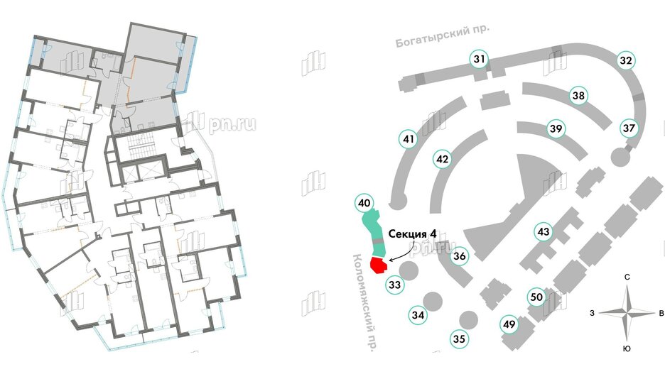 Квартира в ЖК Приморский квартал, 3 комнатная, 90.23 м², 2 этаж