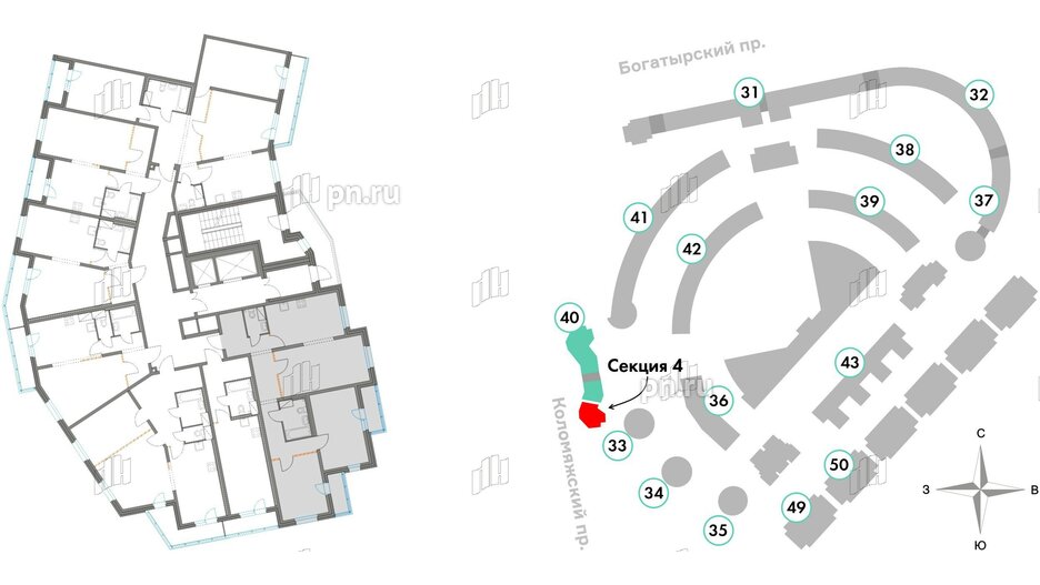 Квартира в ЖК Приморский квартал, 3 комнатная, 89.97 м², 3 этаж