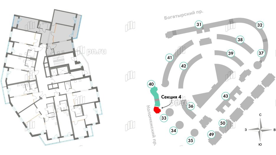 Квартира в ЖК Приморский квартал, 3 комнатная, 90.23 м², 3 этаж