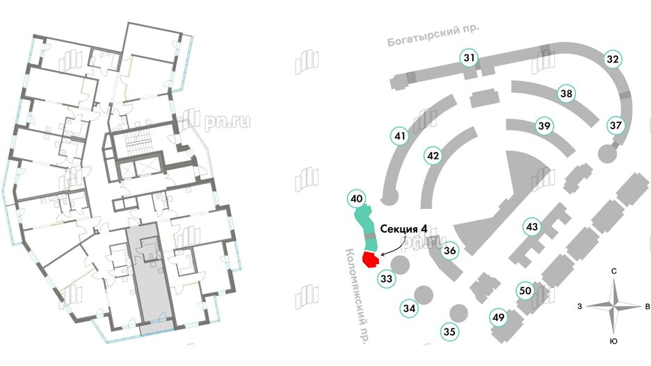 Квартира в ЖК Приморский квартал, студия, 31.49 м², 6 этаж