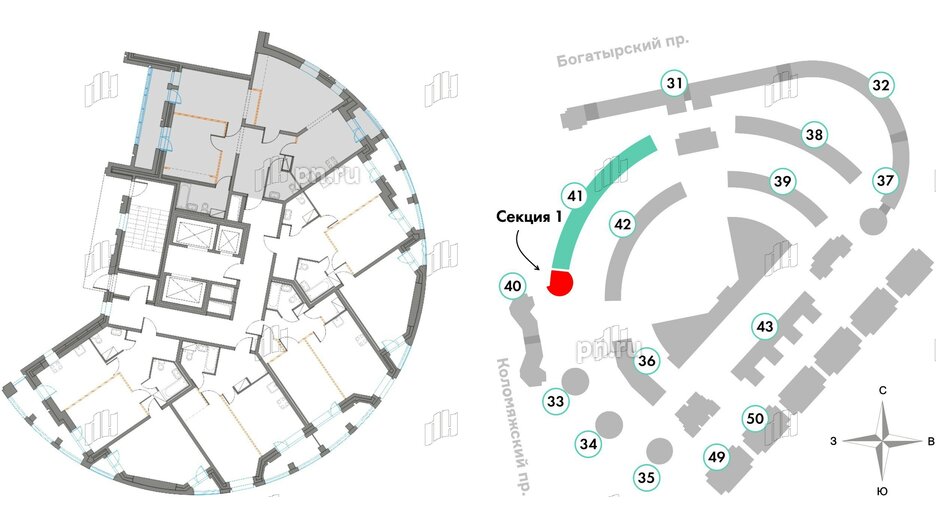 Квартира в ЖК Приморский квартал, 3 комнатная, 85.23 м², 2 этаж