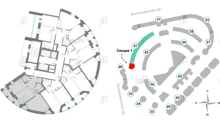 Квартира в ЖК Приморский квартал, 2 комнатная, 64.85 м², 12 этаж