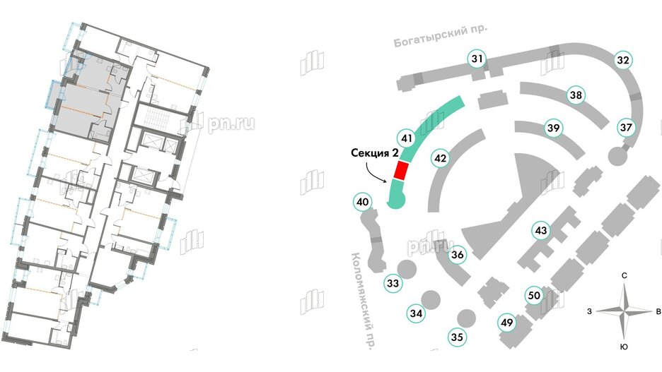 Квартира в ЖК Приморский квартал, 2 комнатная, 60.11 м², 3 этаж