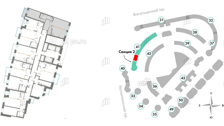 Квартира в ЖК Приморский квартал, 2 комнатная, 67.48 м², 7 этаж