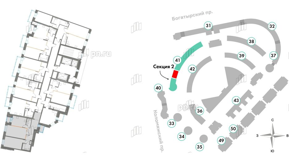 Квартира в ЖК Приморский квартал, 2 комнатная, 67.65 м², 10 этаж