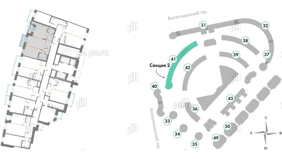 Квартира в ЖК Приморский квартал, 2 комнатная, 60.57 м², 12 этаж