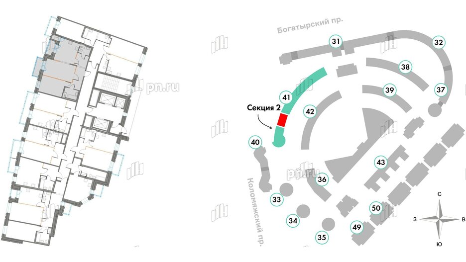 Квартира в ЖК Приморский квартал, 2 комнатная, 60.57 м², 14 этаж