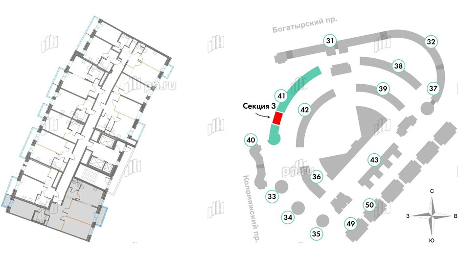 Квартира в ЖК Приморский квартал, 3 комнатная, 88.44 м², 2 этаж