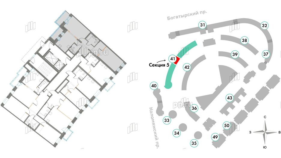 Квартира в ЖК Приморский квартал, 2 комнатная, 64.54 м², 3 этаж