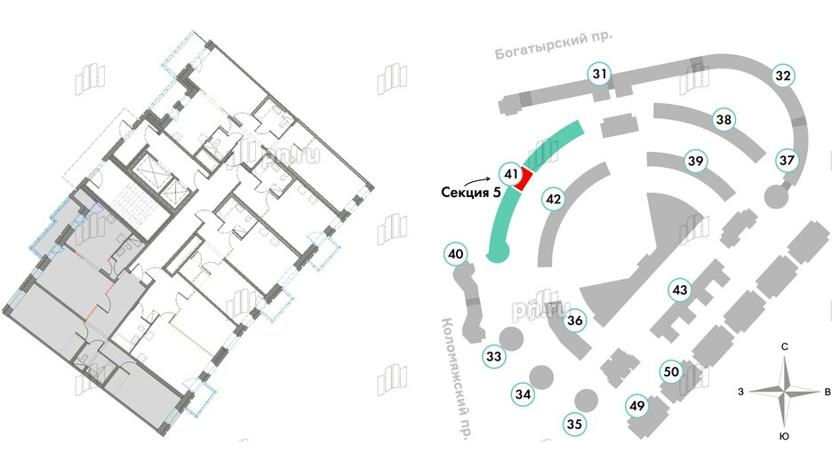 Квартира в ЖК Приморский квартал, 3 комнатная, 84.52 м², 3 этаж