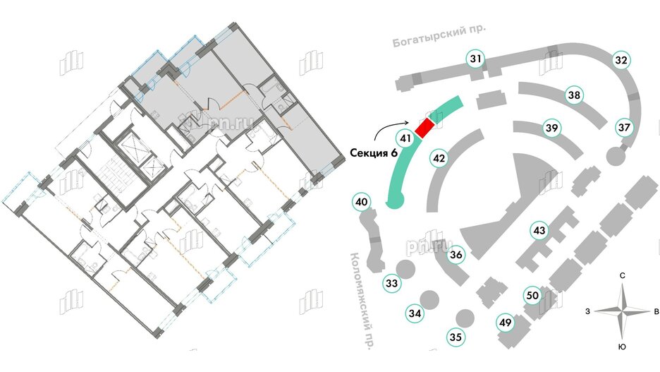 Квартира в ЖК Приморский квартал, 3 комнатная, 84.06 м², 9 этаж