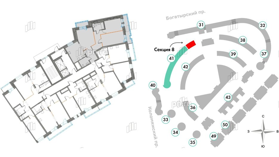 Квартира в ЖК Приморский квартал, 3 комнатная, 83.82 м², 3 этаж