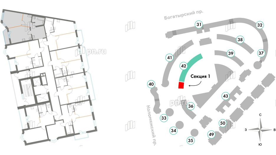 Квартира в ЖК Приморский квартал, 1 комнатная, 49.94 м², 16 этаж