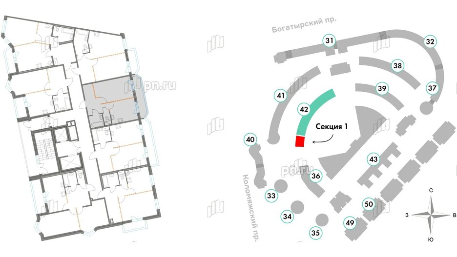 Квартира в ЖК Приморский квартал, 1 комнатная, 38.77 м², 4 этаж