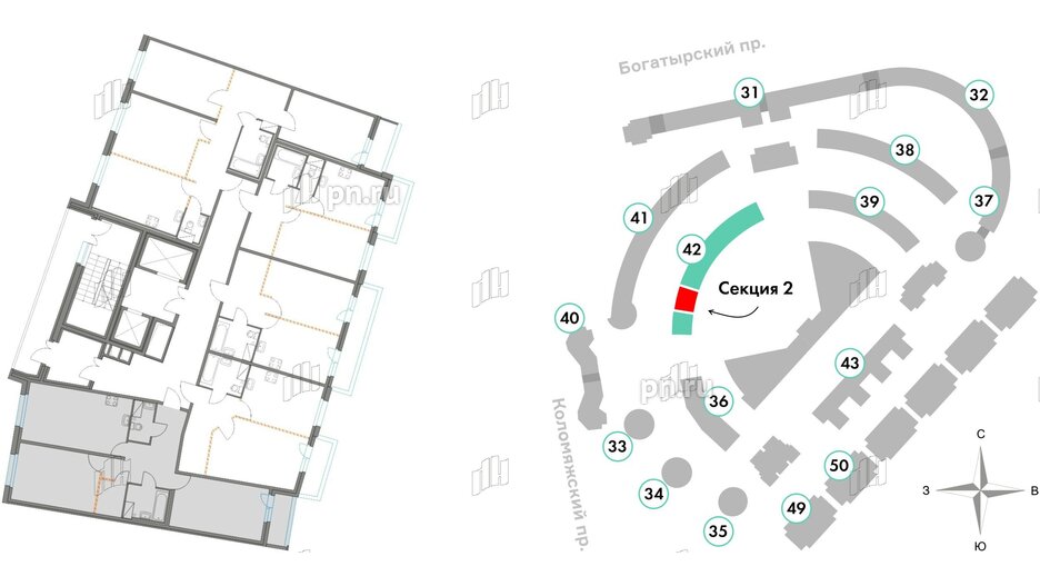 Квартира в ЖК Приморский квартал, 2 комнатная, 71.15 м², 3 этаж