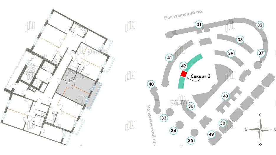 Квартира в ЖК Приморский квартал, 1 комнатная, 38.5 м², 3 этаж