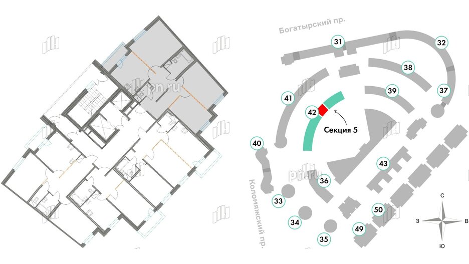 Квартира в ЖК Приморский квартал, 3 комнатная, 87.37 м², 2 этаж