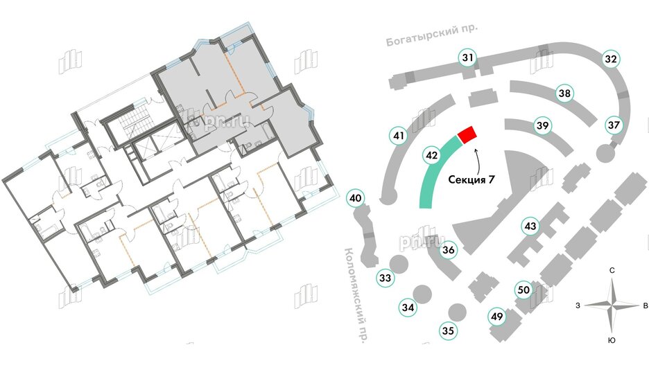 Квартира в ЖК Приморский квартал, 3 комнатная, 92.93 м², 2 этаж