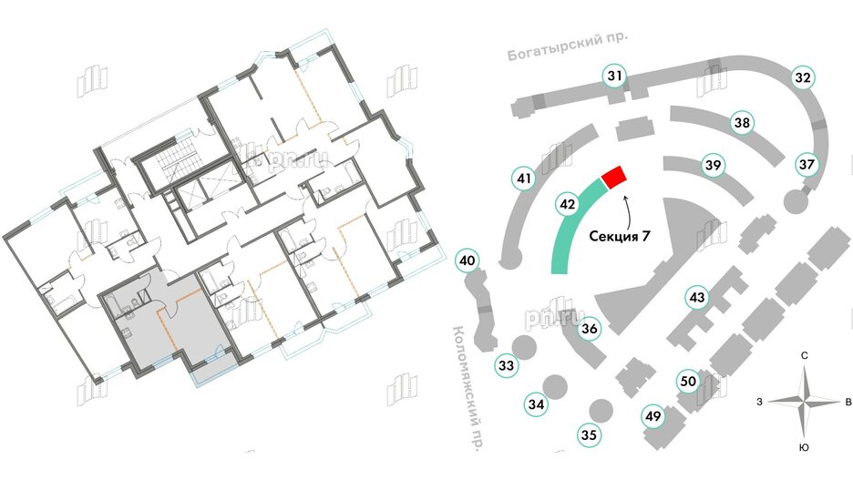 Квартира в ЖК Приморский квартал, 1 комнатная, 38.14 м², 2 этаж