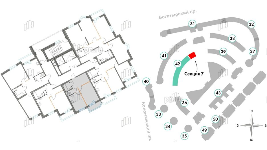 Квартира в ЖК Приморский квартал, 1 комнатная, 39.56 м², 3 этаж