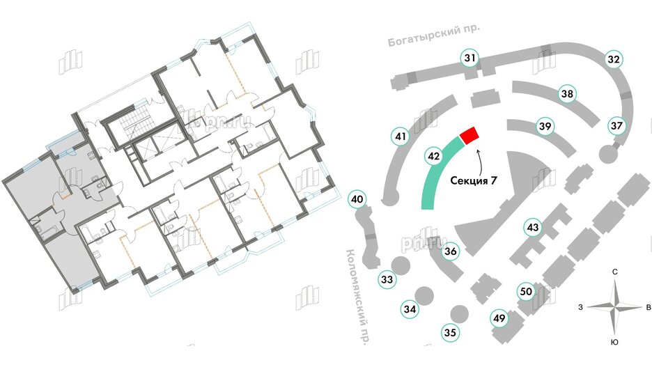 Квартира в ЖК Приморский квартал, 2 комнатная, 65.19 м², 3 этаж