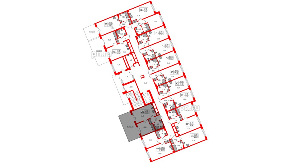 Квартира в ЖК «Пулково Lake», 1 комнатная, 40.2 м², 1 этаж