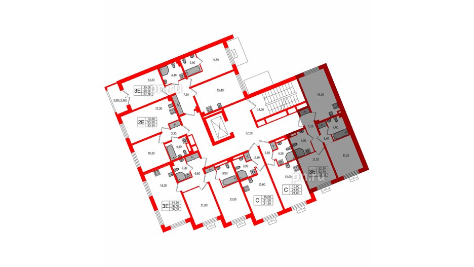 Квартира в ЖК «Пулково Lake», 2 комнатная, 53.7 м², 2 этаж