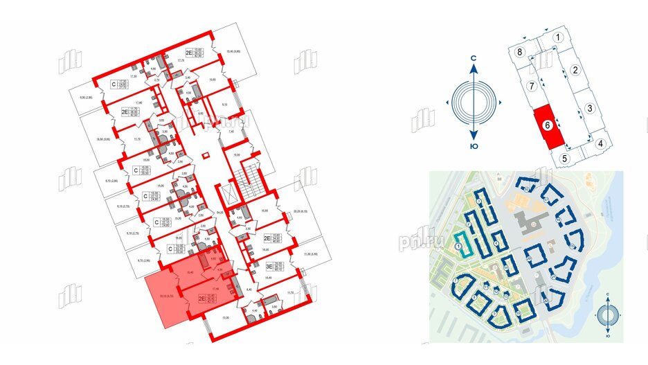 Квартира в ЖК «Пулково Lake», 1 комнатная, 42.1 м², 1 этаж