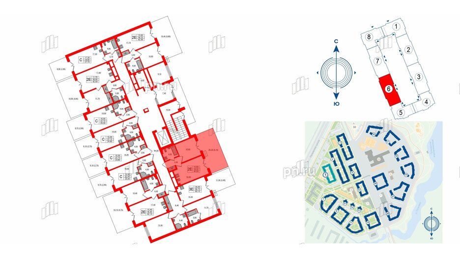 Квартира в ЖК «Пулково Lake», 1 комнатная, 40.6 м², 1 этаж