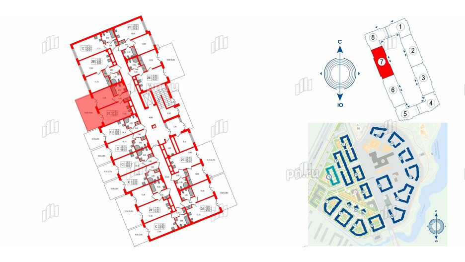 Квартира в ЖК «Пулково Lake», 1 комнатная, 42.6 м², 1 этаж