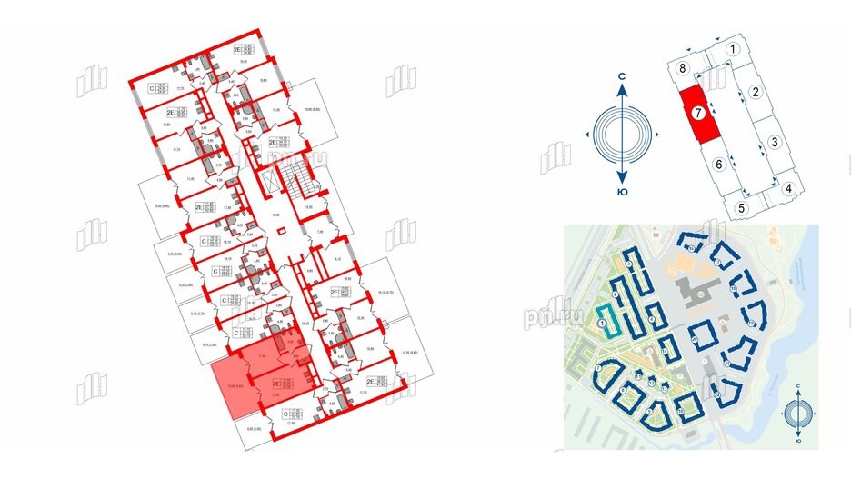 Квартира в ЖК «Пулково Lake», 1 комнатная, 42.9 м², 1 этаж