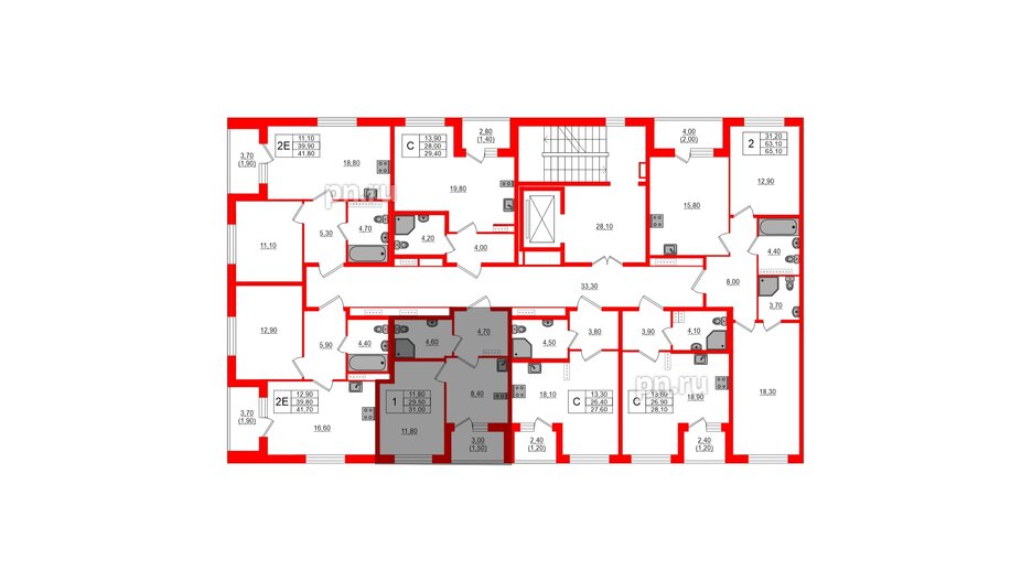 Квартира в ЖК Пулковский дом, 1 комнатная, 31 м², 4 этаж