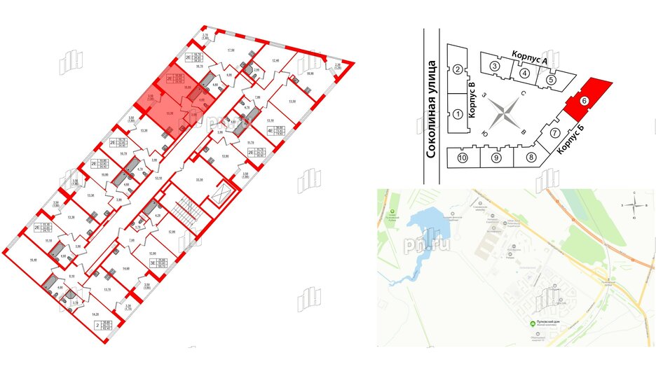 Квартира в ЖК Пулковский дом, 1 комнатная, 34.4 м², 2 этаж