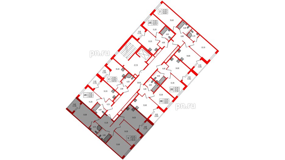 Квартира в ЖК Пулковский дом, 3 комнатная, 78.1 м², 4 этаж