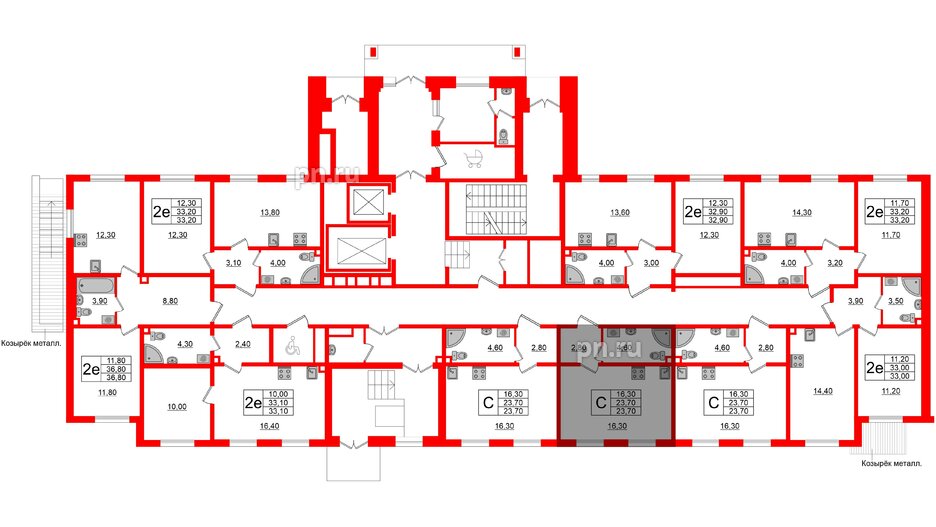 Квартира в ЖК Ржевский парк, студия, 23.7 м², 1 этаж